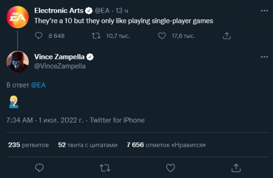 EA раскритиковали в сетях за неудачную шутку про одиночные игры — EcoGamer EA раскритиковали в сетях за неудачную шутку про одиночные игры — EcoGamer