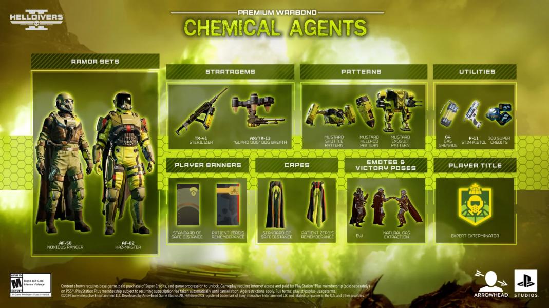 Новый варбонд Chemical Agents для Helldivers 2 появится уже 19 сентября Новый варбонд Chemical Agents для Helldivers 2 появится уже 19 сентября