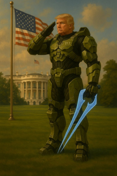 Белый дом показал Дональда Трампа в образе Мастера Чифа из Halo в честь конца «консольных войн» Галерея Белый дом показал Дональда Трампа в образе Мастера Чифа из Halo в честь конца «консольных войн» - 2 фото