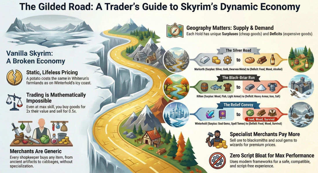 Свежий мод для Skyrim внедряет реалистичную систему торговли Свежий мод для Skyrim внедряет реалистичную систему торговли